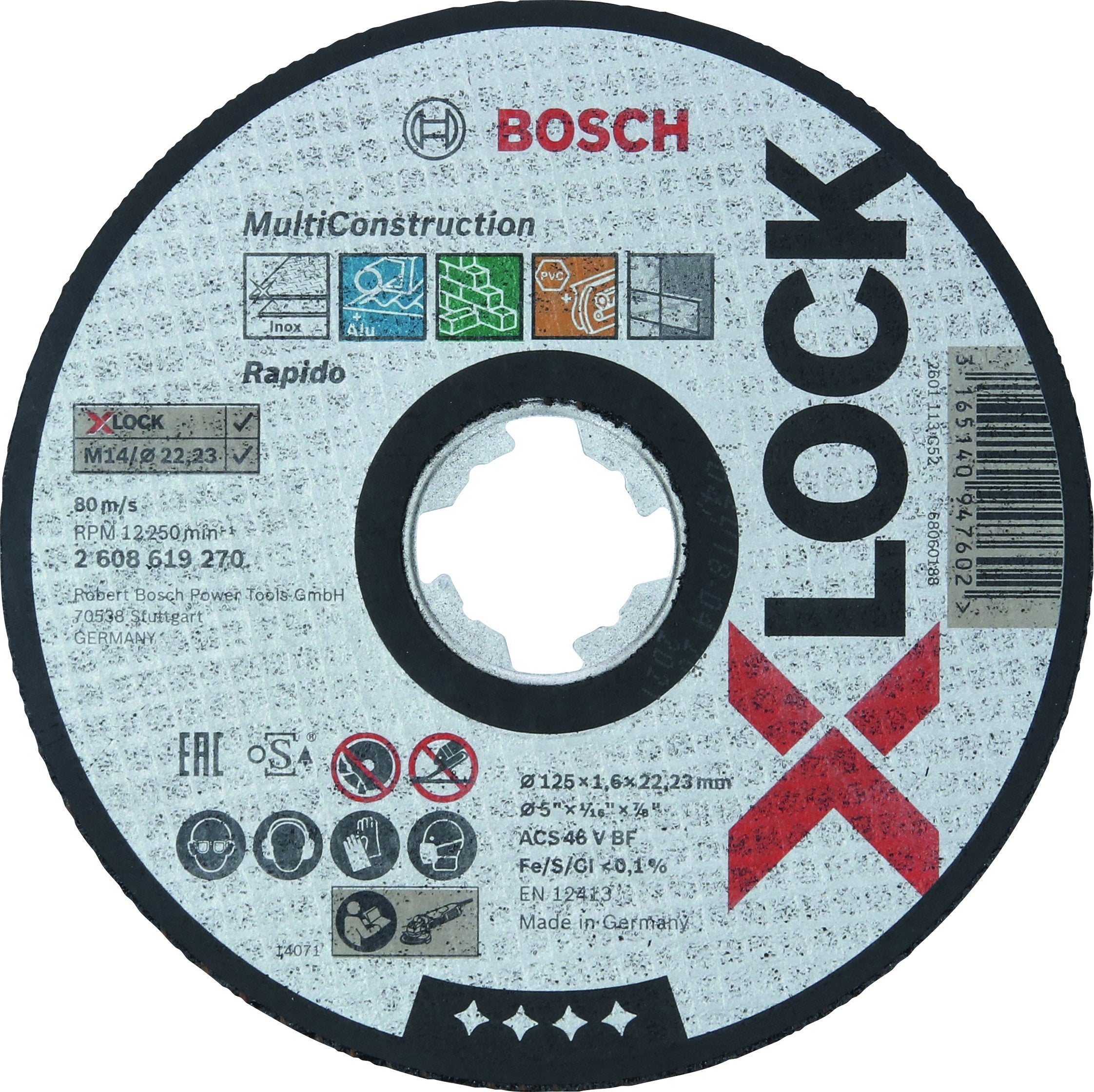 2608619270 - X-LOCK Multi Material 125x1,6x22,23 taglio dritto ACS 46 V BF, 125 mm, 1,6 mm
