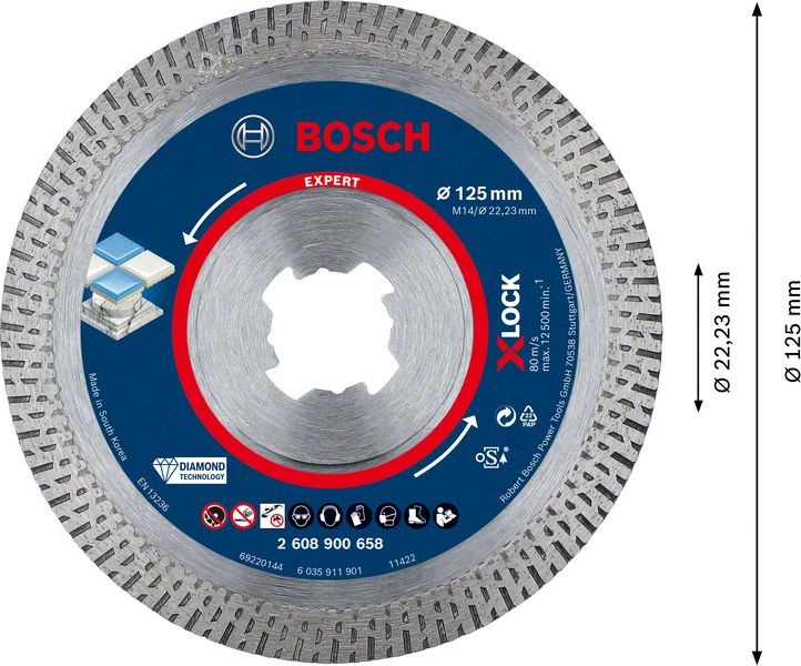 2608900658 - DISCO DIAMANTATO X CERAMICHE D.125mm PER SMERIGLIATRICI x L-LOCK