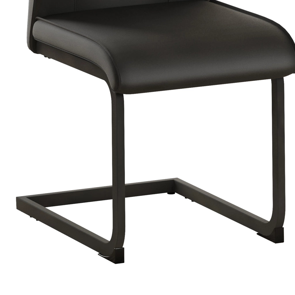 Sedia da pranzo 2 pezzi con schienale ergonomico e piedini antiscivolo in similpelle Nero