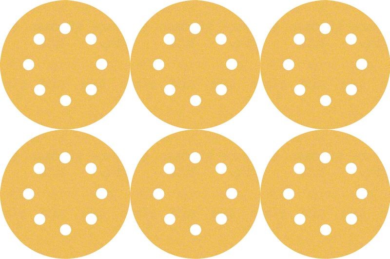 2608900812 - KIT 6 FOGLI BOSCH D.125mm GRANE ASSORTITE 8 FORI , EXPER for LEGNO+VERNICE