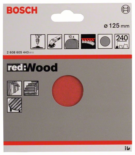 2608605443 - KIT 10 FOGLI BOSCH D.125mm P.240 BEST WOOD