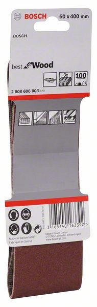 2608606003 - Set di nastri abrasivi da 3 pz. X440 60 x 400 mm, P100, BEST for LEGNO+VERNICE