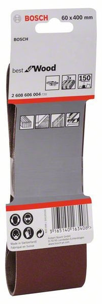 2608606004 - Set di nastri abrasivi da 3 pz. X440 60 x 400 mm, P150, BEST for LEGNO+VERNICE