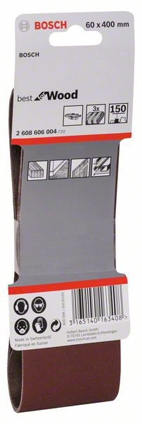 2608606004 - Set di nastri abrasivi da 3 pz. X440 60 x 400 mm, P150, BEST for LEGNO+VERNICE