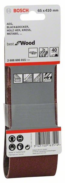 2608606015 - Set di nastri abrasivi da 3 pz. X440 65 x 410 mm, P40, BEST for LEGNO+VERNICE