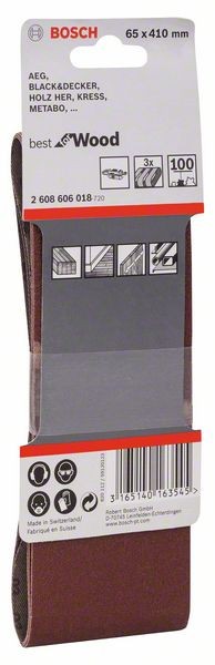 2608606018 - Set di nastri abrasivi da 3 pz. X440 65 x 410 mm, P100, BEST for LEGNO+VERNICE