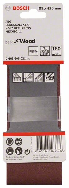 2608606021 - Set di nastri abrasivi da 3 pz. X440 65 x 410 mm, P180, BEST for LEGNO+VERNICE