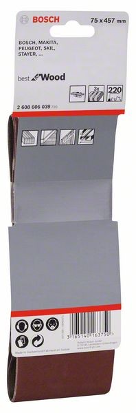 2608606039 - Set di nastri abrasivi da 3 pz. X440 75 x 457 mm, P220, BEST for LEGNO+VERNICE