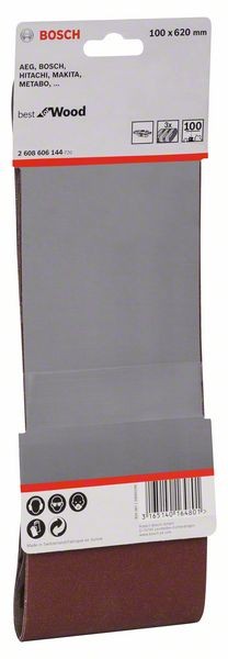 2608606144 - Set di nastri abrasivi da 3 pz. X440 100 x 620 mm, P100, BEST for LEGNO+VERNICE