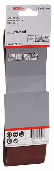 2608607260 - Set di nastri abrasivi da 3 pz. X440 75 x 533 mm, P180, BEST for LEGNO-+VERNICE