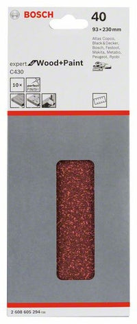 2608605294 - Set 10 Foglio abrasivi C430, 93 x 230 mm, P40, EXPERT for LEGNO+VERNICE