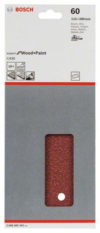 2608605342 - Foglio abrasivo C430, confezione da 10 pz. 115 x 280 mm, 60