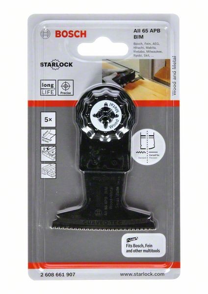 2608661907 -Set 5 Lame per multifunzione, BIM AII 65 APB Wood and Metal 40 x 65 mm