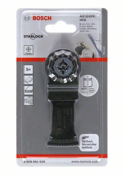 2608661626 -Set 5 Lame per multifunzione, HCS AIZ 32 EPC Wood 50 x 32 mm , PRECISE