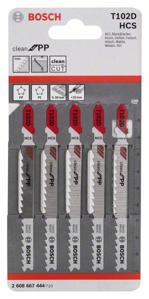 2608667444 - Set 5 lame per seghetto alternativo T 102 D Clean for PP