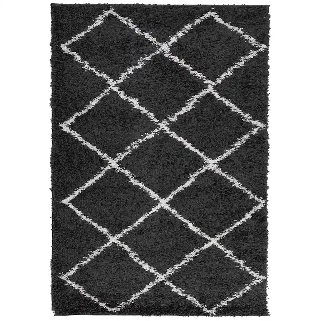 Tappeto Shaggy PAMPLONA a Pelo Lungo Nero e Crema 140x200 cm
