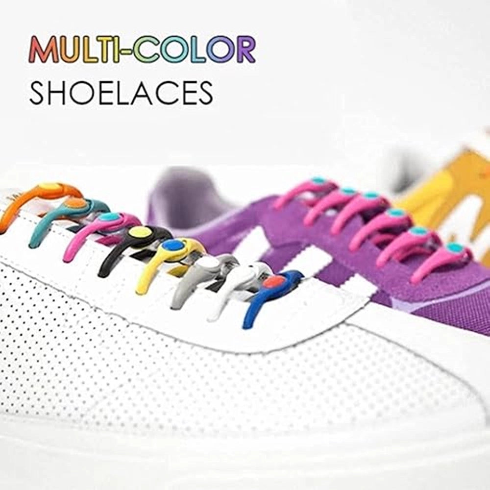 Trade Shop - Kit 10pz Lacci Per Scarpe Elastici In Silicone Colorati Senza Allaccio Per Adulti Bambini -