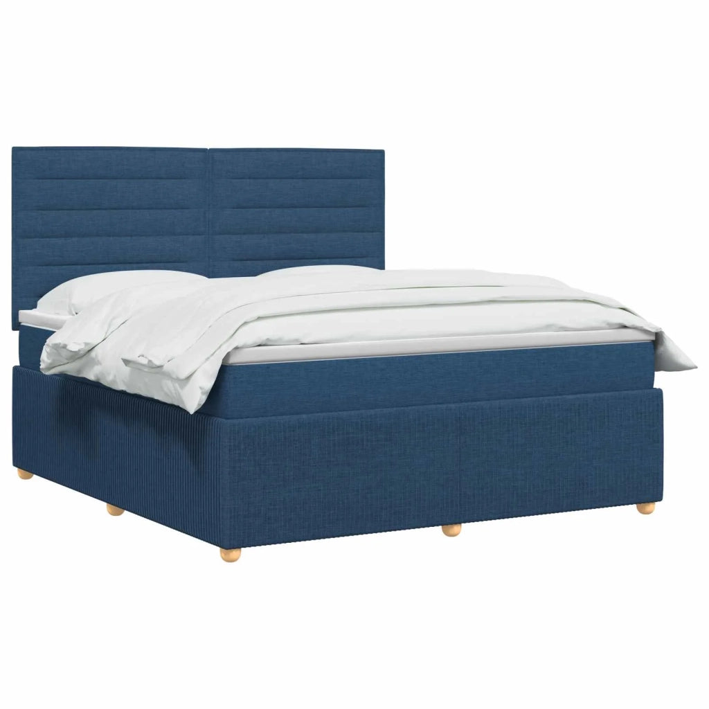 Letto Box Spring LED con Materasso Blu 140 x 190 cm Tessuto 3455852