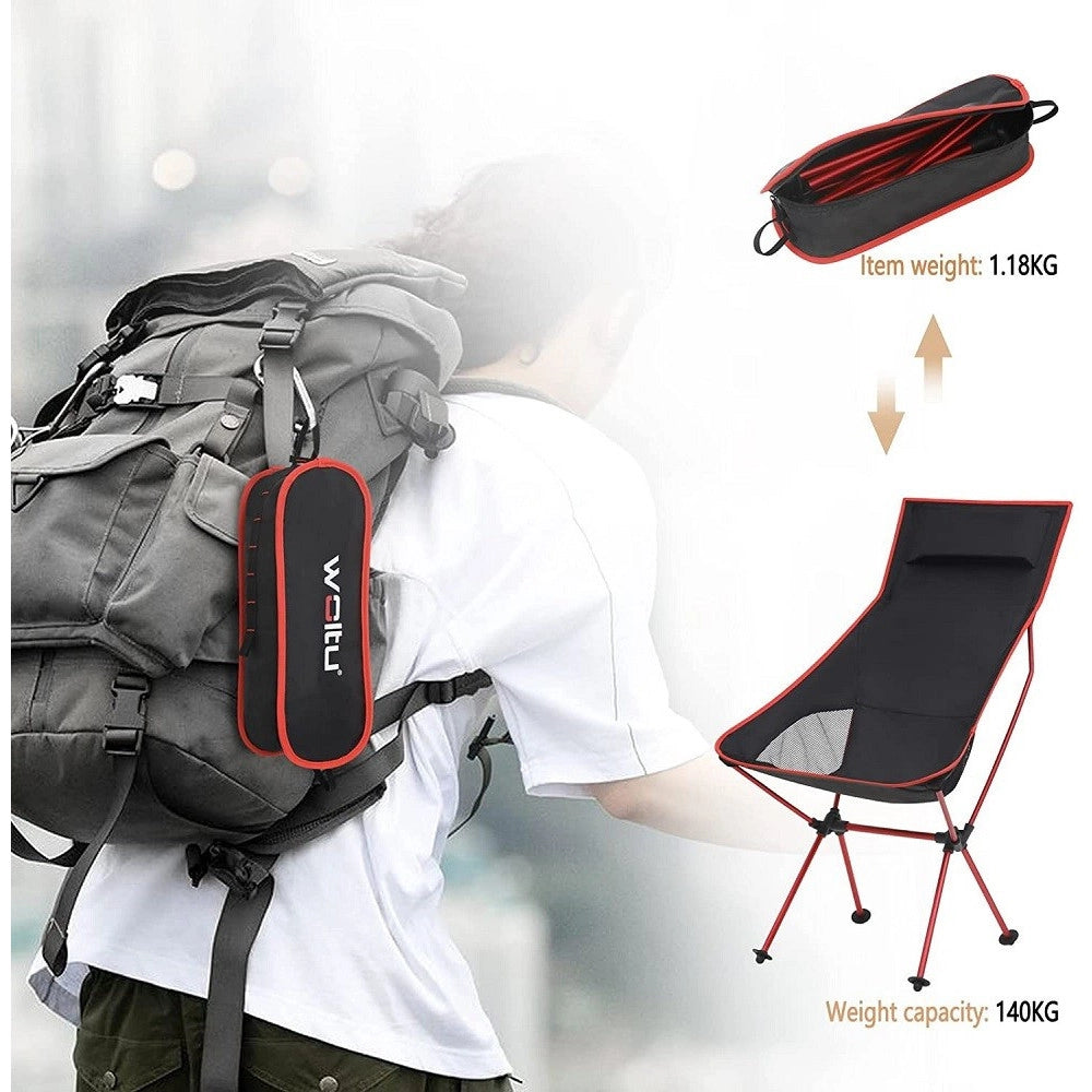 Trade Shop - Sedia Pieghevole Da Campeggio Pesca Impermeabile Portatile Carico 140kg Tessuto -