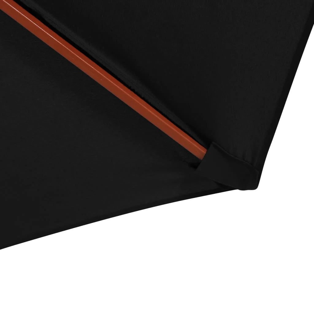 Ombrellone con palo in legno 300 x 258 cm nero 02_0008118