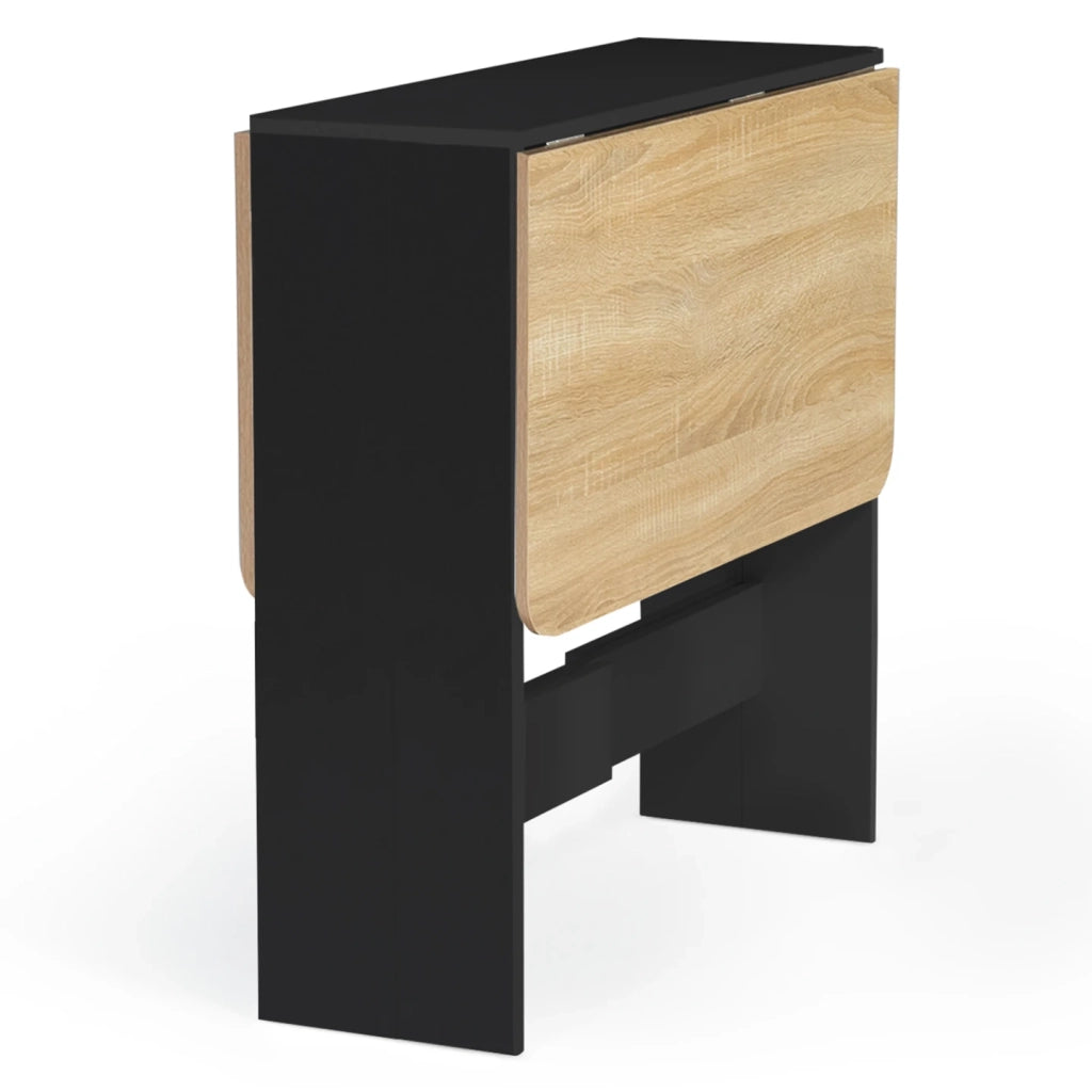 IDMarket - Tavolo consolle pieghevole EDI 2-4 persone in legno nero piano in faggio