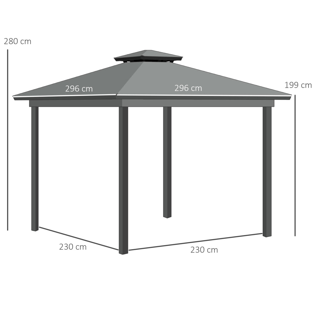 Gazebo da giardino con 4 pareti e doppio tetto ¨C Minimal ¨C grigio 3x3m