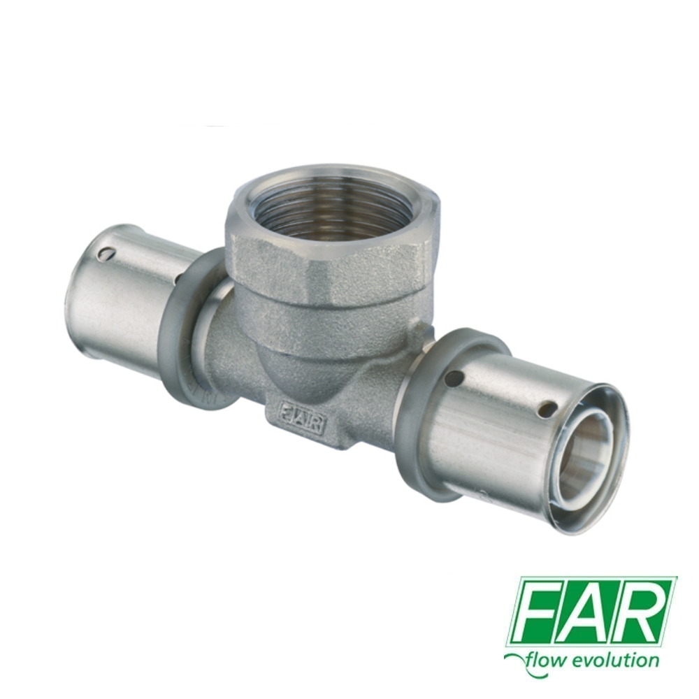 Raccordo a T 3 Uscite 1/2'' Femmina D.16x2 mm FAR 5912 Per Multistrato