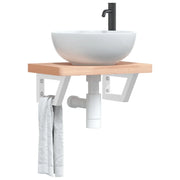 vidaXL Ripiano a Parete per Lavabo in Acciaio e Massello di Faggio