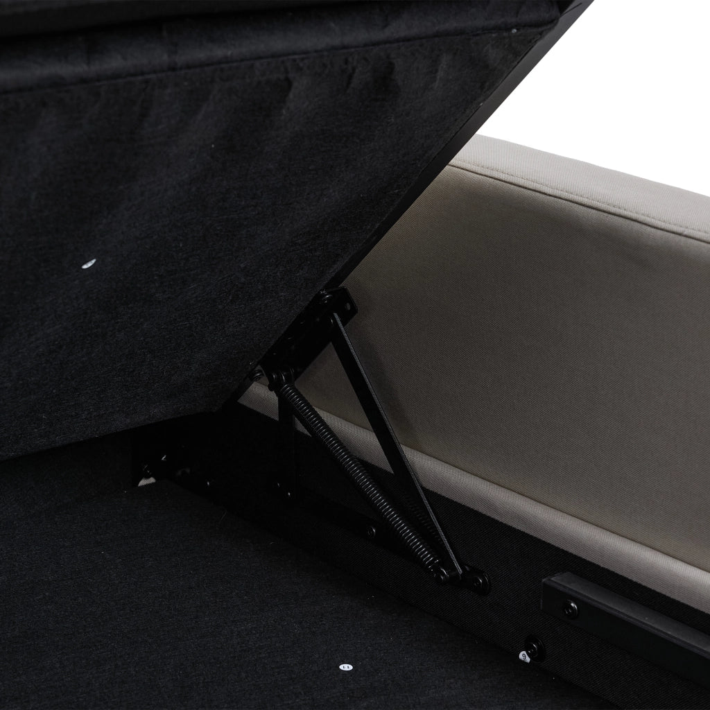 Divano ad angolo reversibile con vano contenitore, 3 posti, in tessuto, Beige 212 × 130 × 86 cm