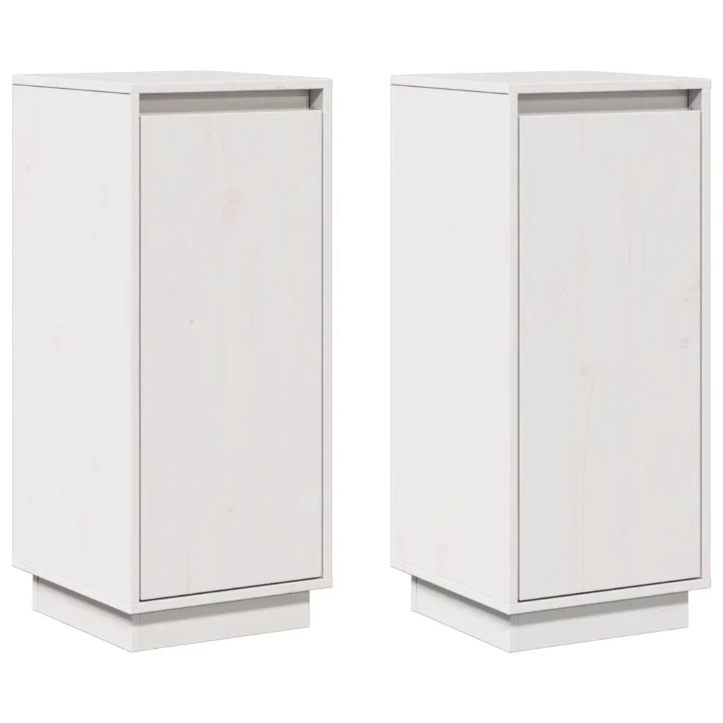 Credenze 2 pz Bianche 31,5x34x75 cm in Legno Massello di Pino cod mxl 15826