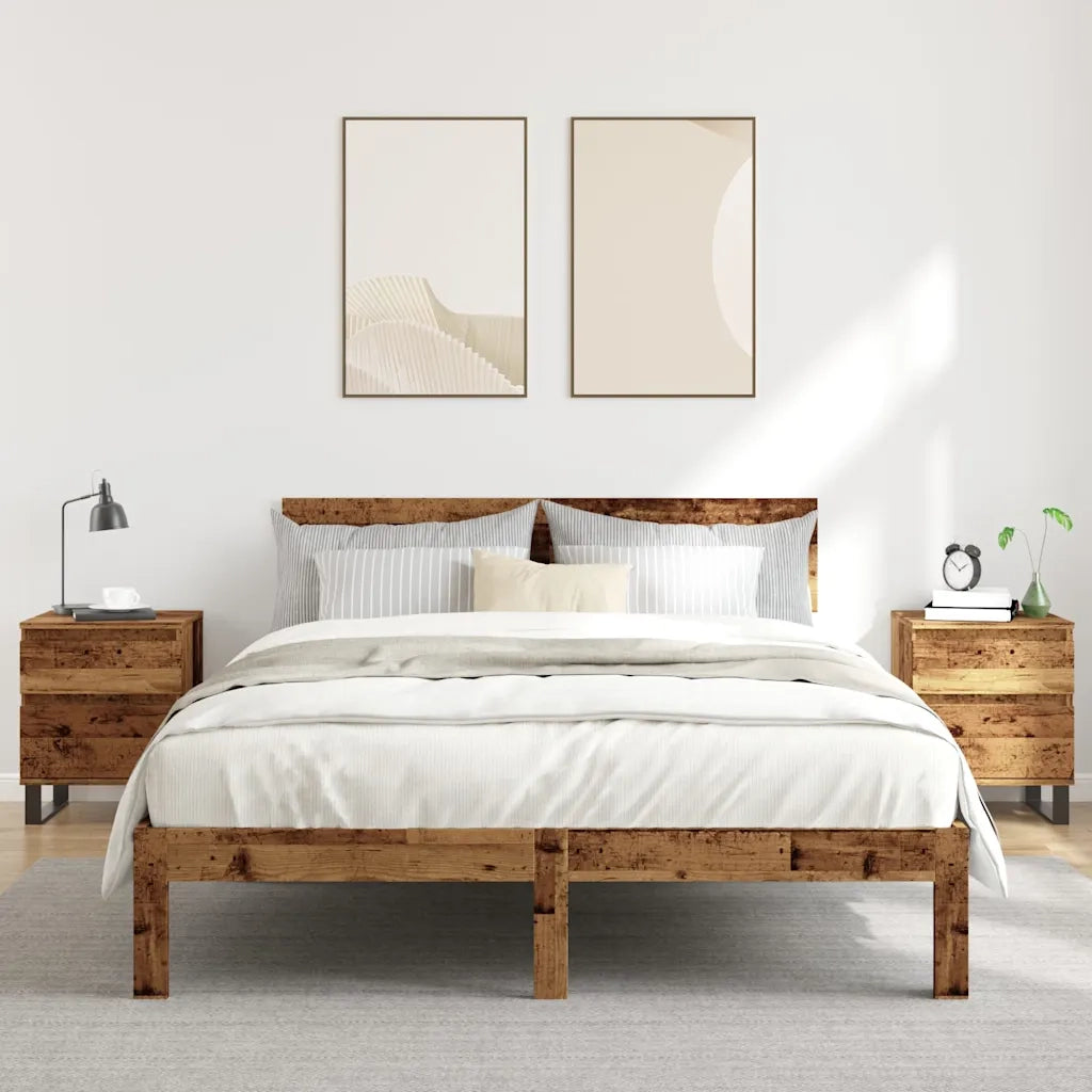 Comodini 2pz-Set di 2 Tavolino da notte Legno Antico 40x35x50 cm in Legno Multistrato 983704