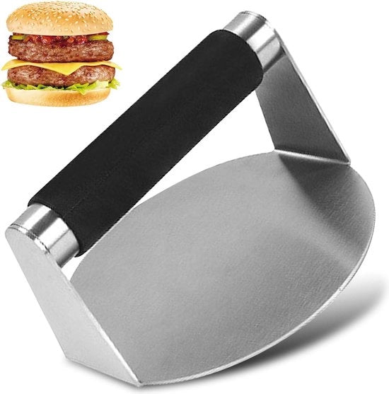 Hamburgerpers 55 pollici a forma rotonda in acciaio inossidabile - hamburgerpers professionale con manico in silicone per smash burger