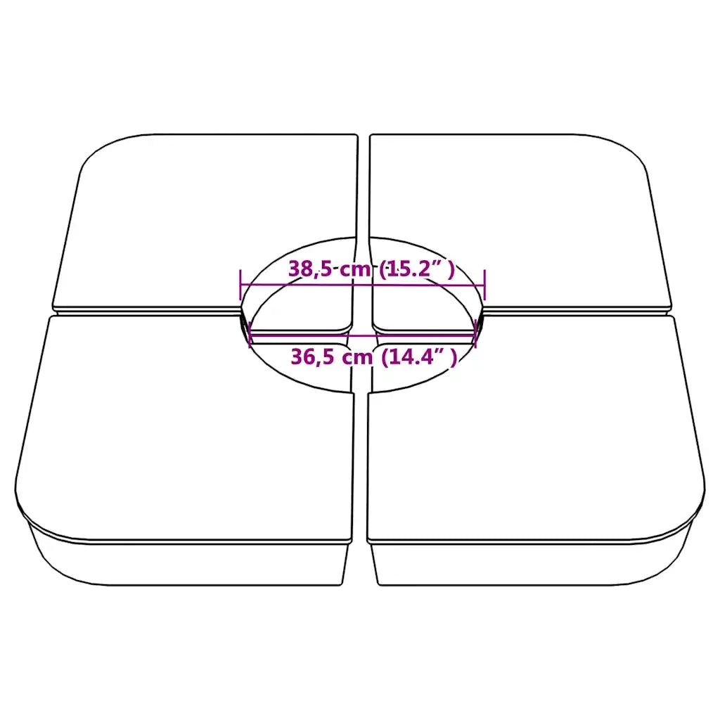 Set Base per Ombrellone 4 pz con Supporto a Croce 100 kg PP CFW7135178