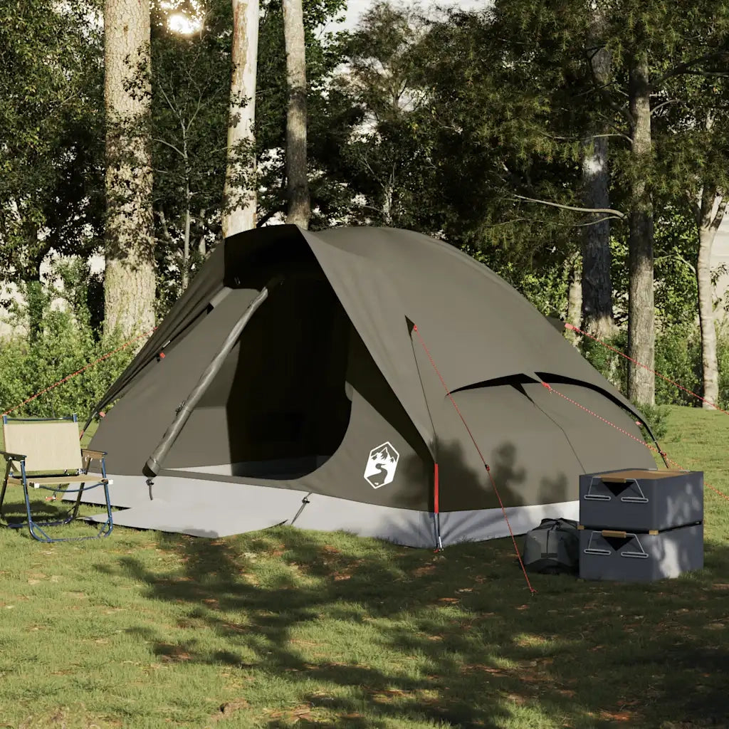 Tenda da Campeggio a Cupola per 4 Persone-Tenda per Escursionismo Marrone Impermeabile 694894