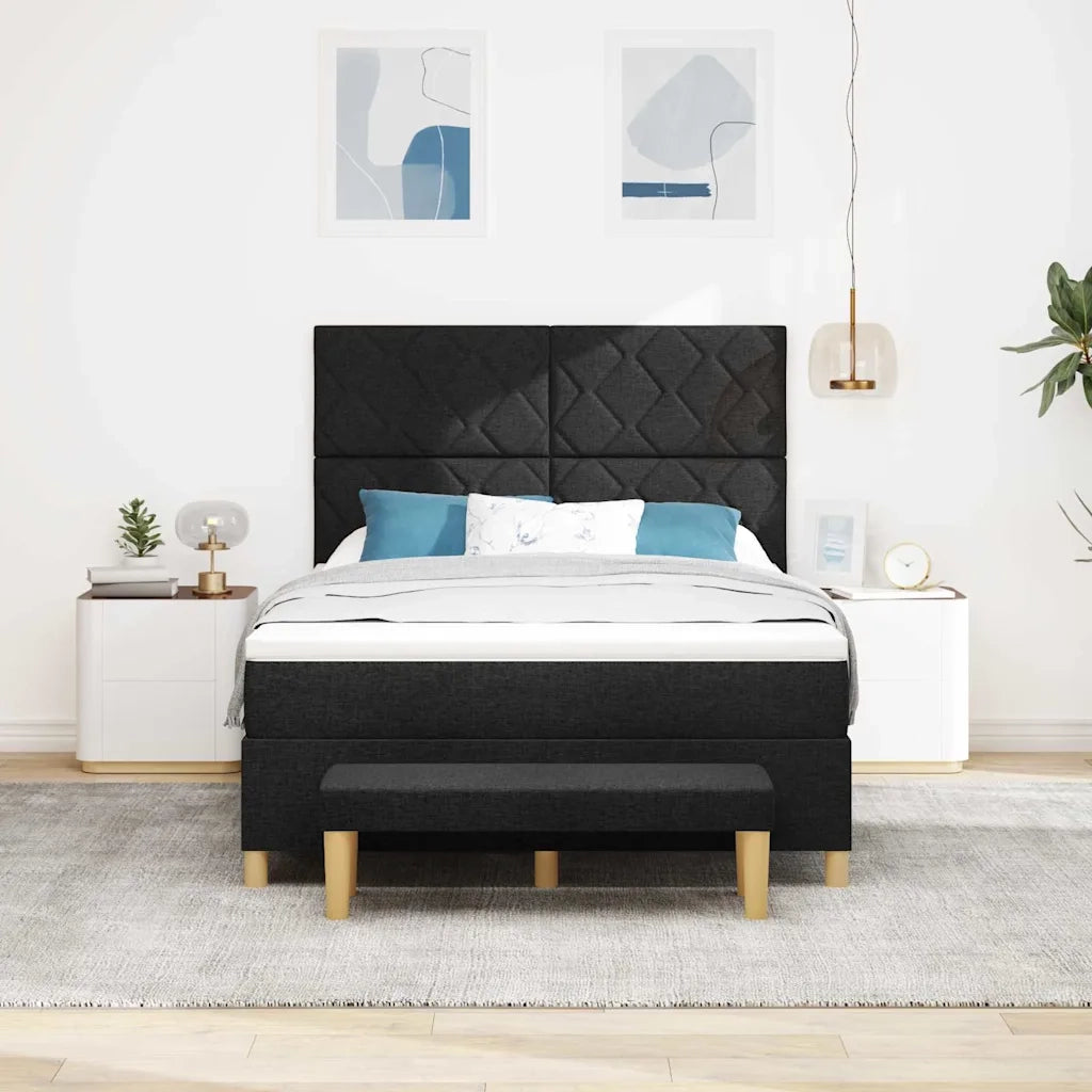 Letto a molle con materasso Nero 140 x 200 cm Tessuto 3344382