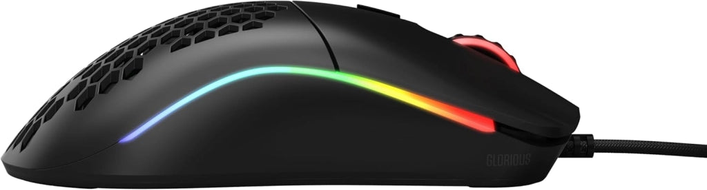 Gaming Model O Mouse da gaming wired, superleggero 67 g, design a nido d'ape, RGB, sensore Pixart 3360, Omron Switches, ambidestro - Nero opaco