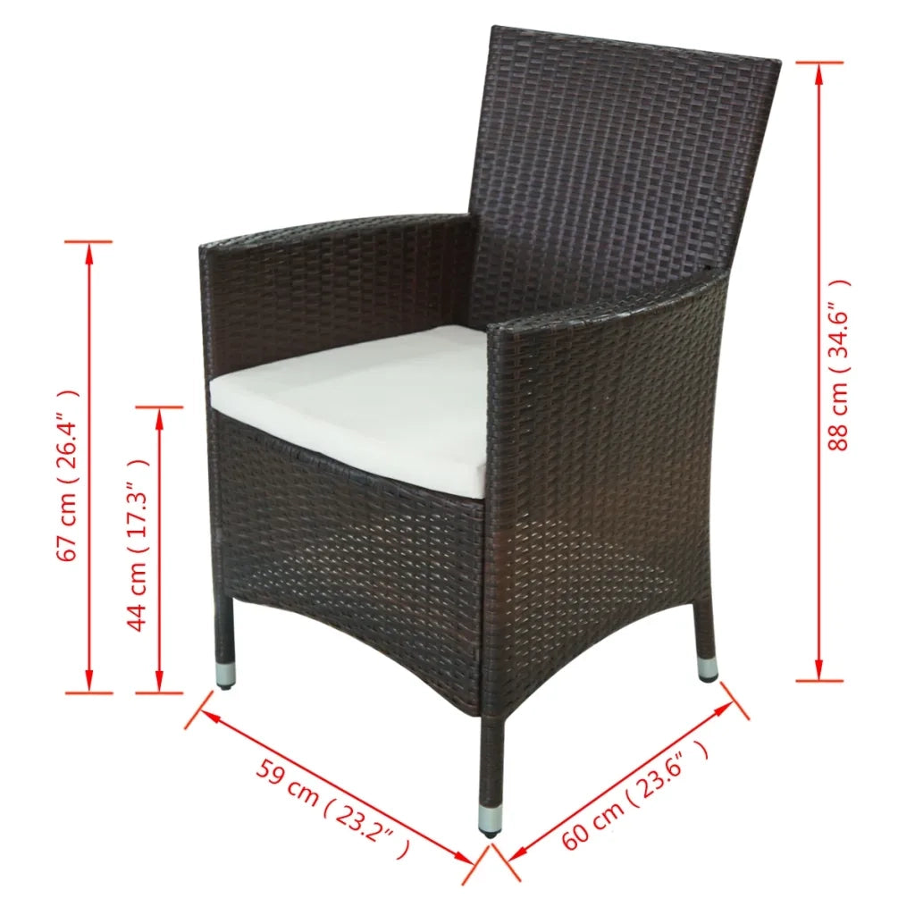 Set da Pranzo da Giardino 11 pz e Cuscini in Polyrattan Marrone cod mxl 40111