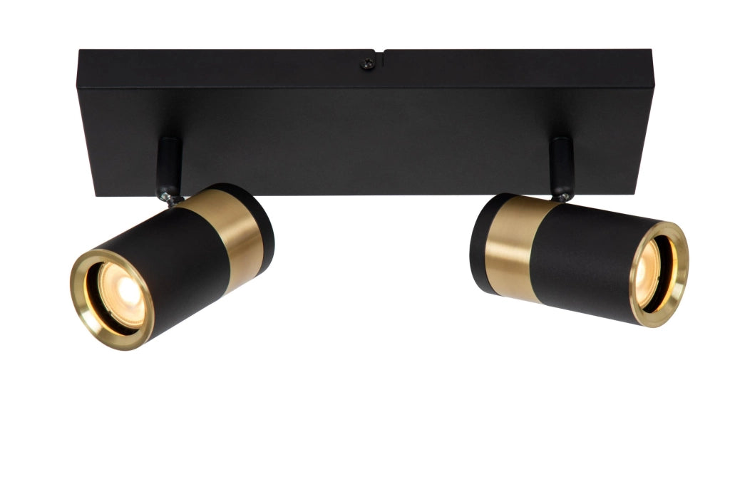 Faretto soffitto rettangolare 2xGU10 nero/oro GORIK Lucide
