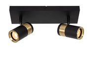 Faretto soffitto rettangolare 2xGU10 nero/oro GORIK Lucide