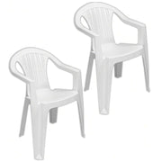 Trade Shop - Set 2 Pz Sedia Ratak Schienale Basso Monoblocco Bianca Opaca Con Braccioli 021048 -