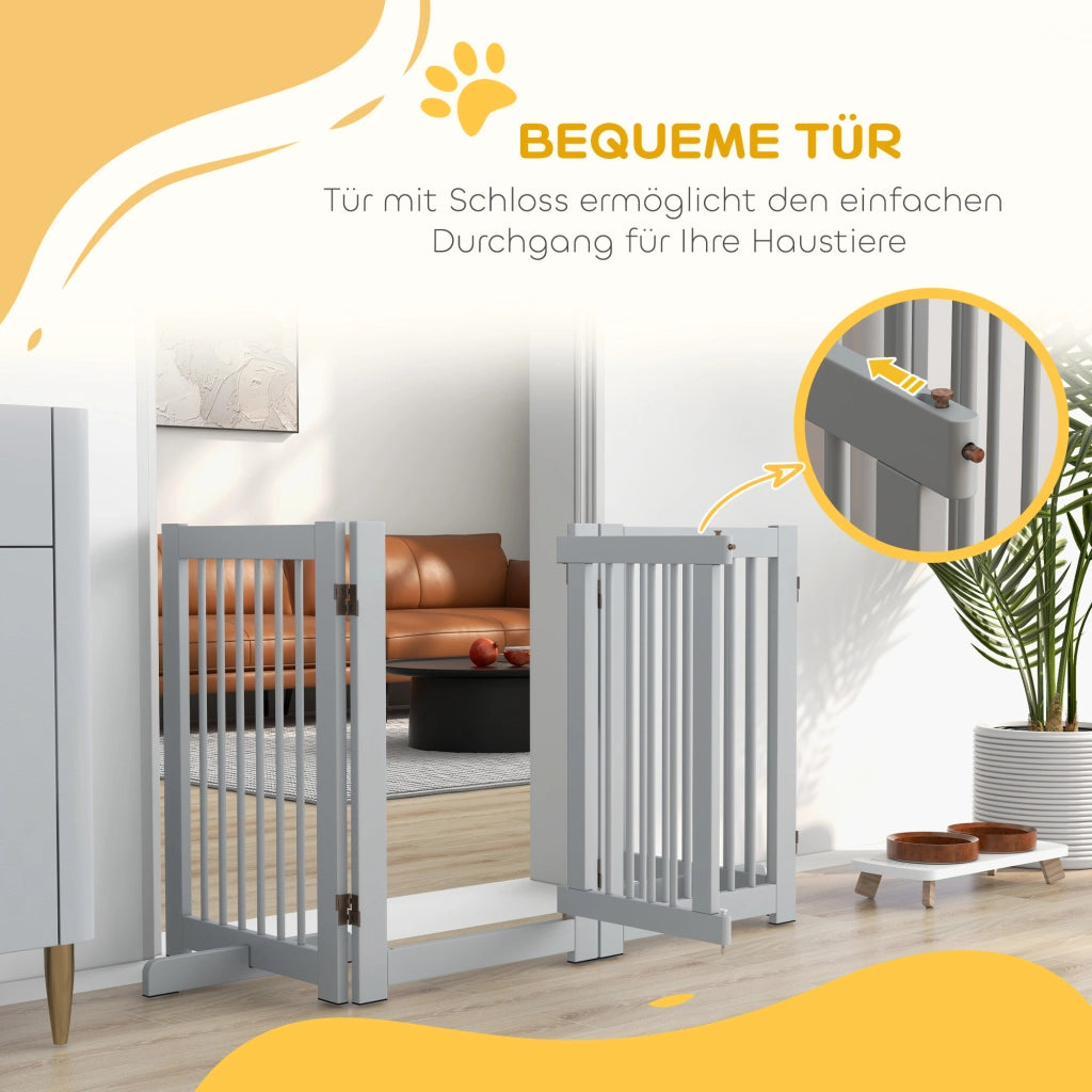 Cancello per Cani ¨C zephmum ¨C Legno di Pino 204x36x75 cm Grigio Chiaro