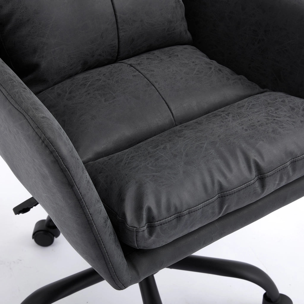 Sedia da Ufficio ¨C MINIMAL ¨C Ecopelle Nera, Altezza Regolabile