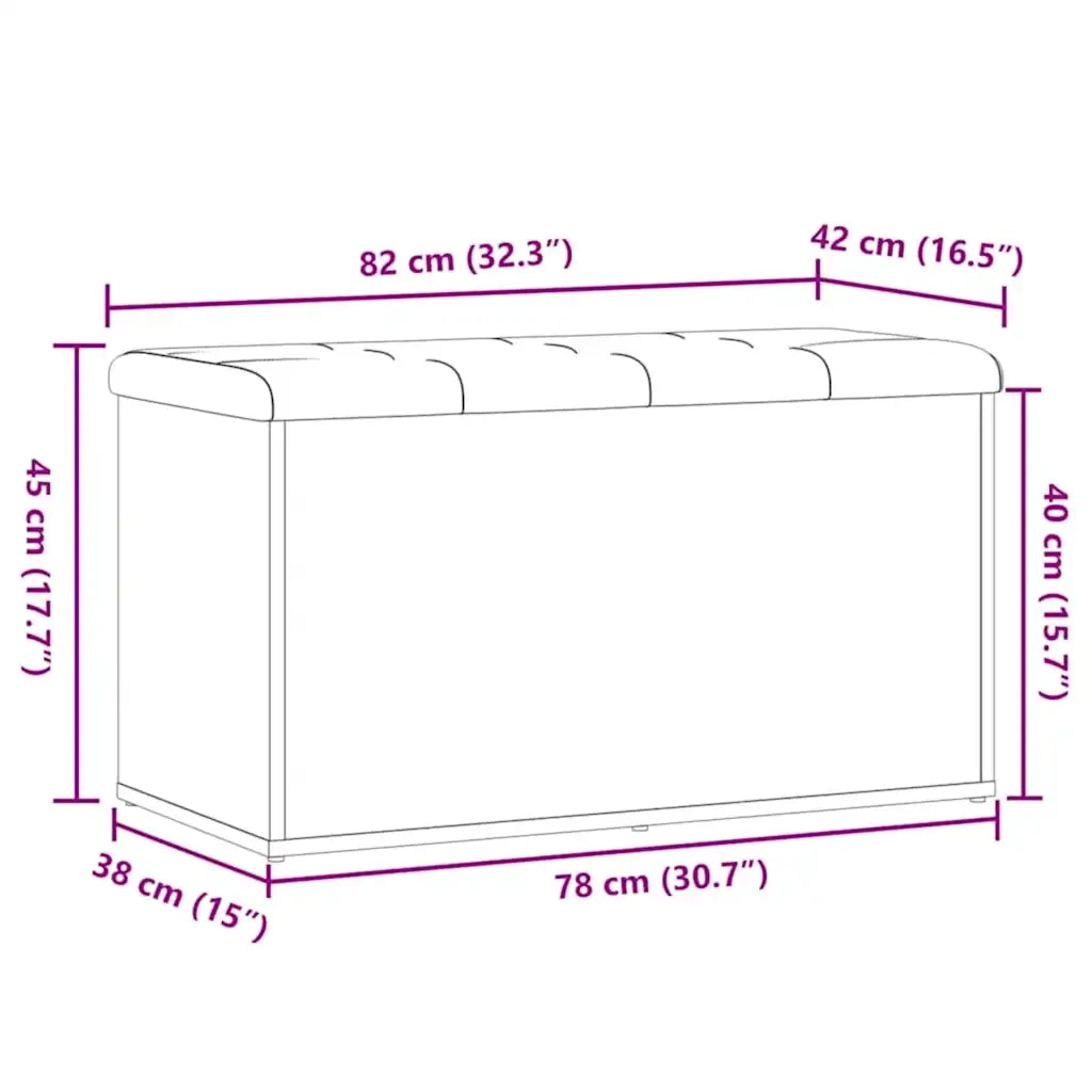 Panca contenitore artigianale in rovere 82x42x45 cm in legno ingegnerizzato