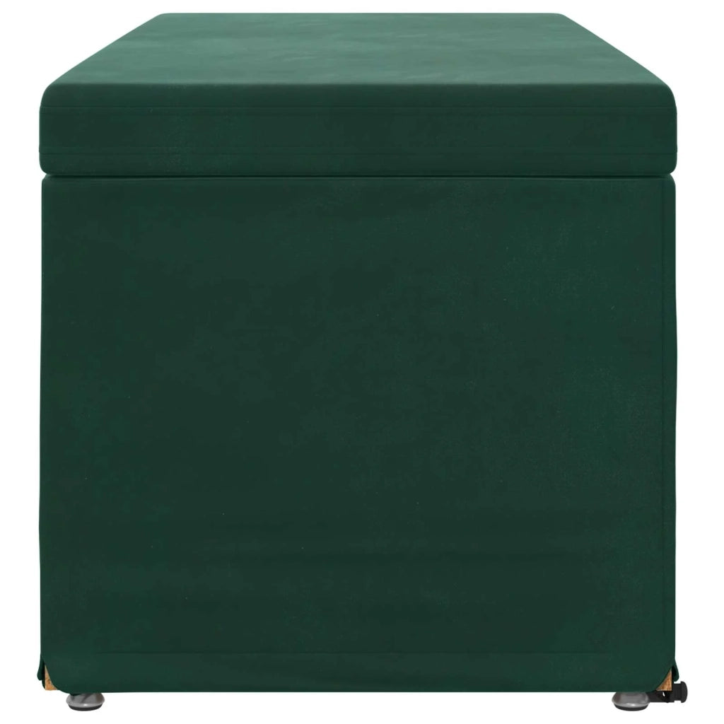 Pouf Verde Scuro Velluto e Legno Ingegnerizzato