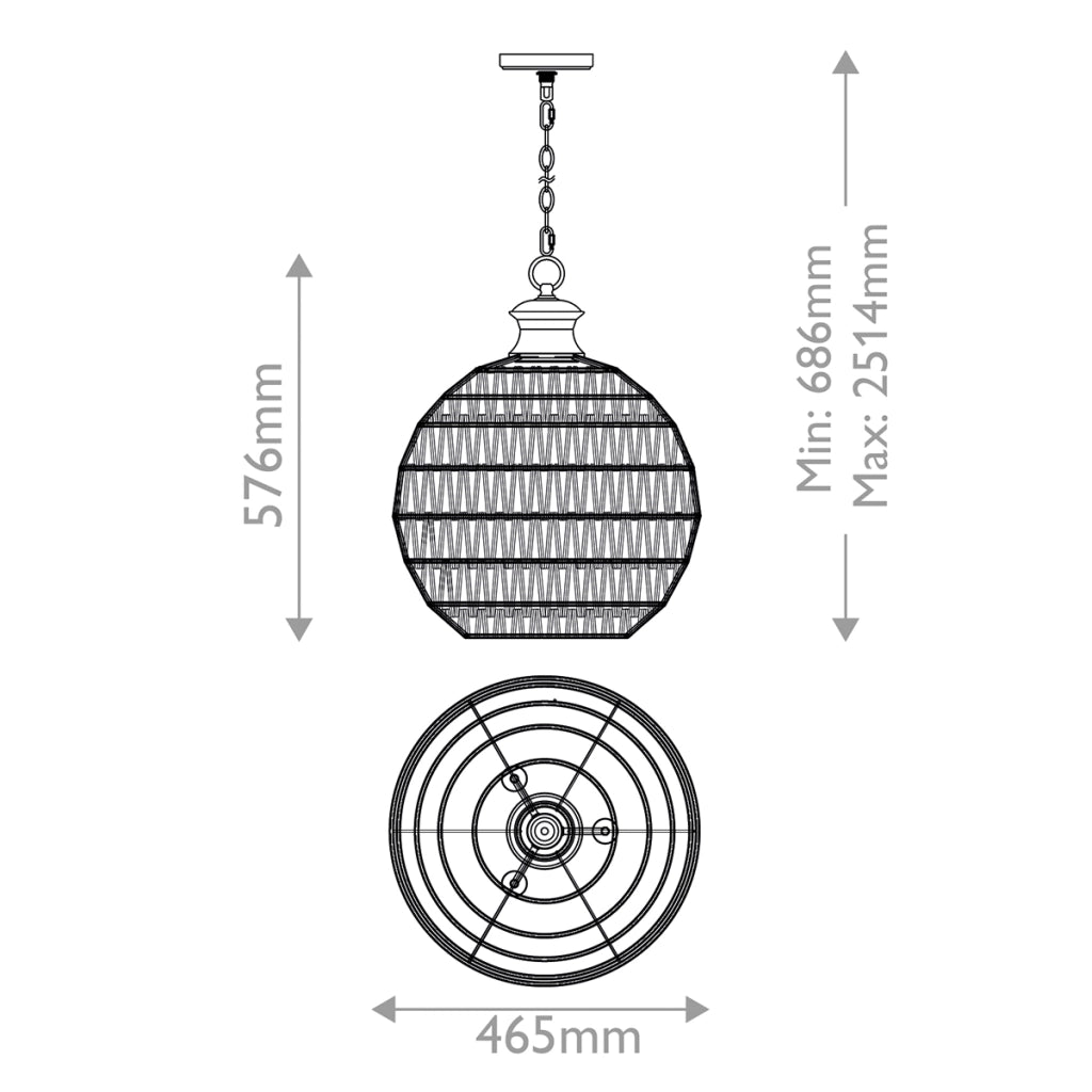 Lampada a sospensione boho marrone Casablanca 3xE27 Quoizel