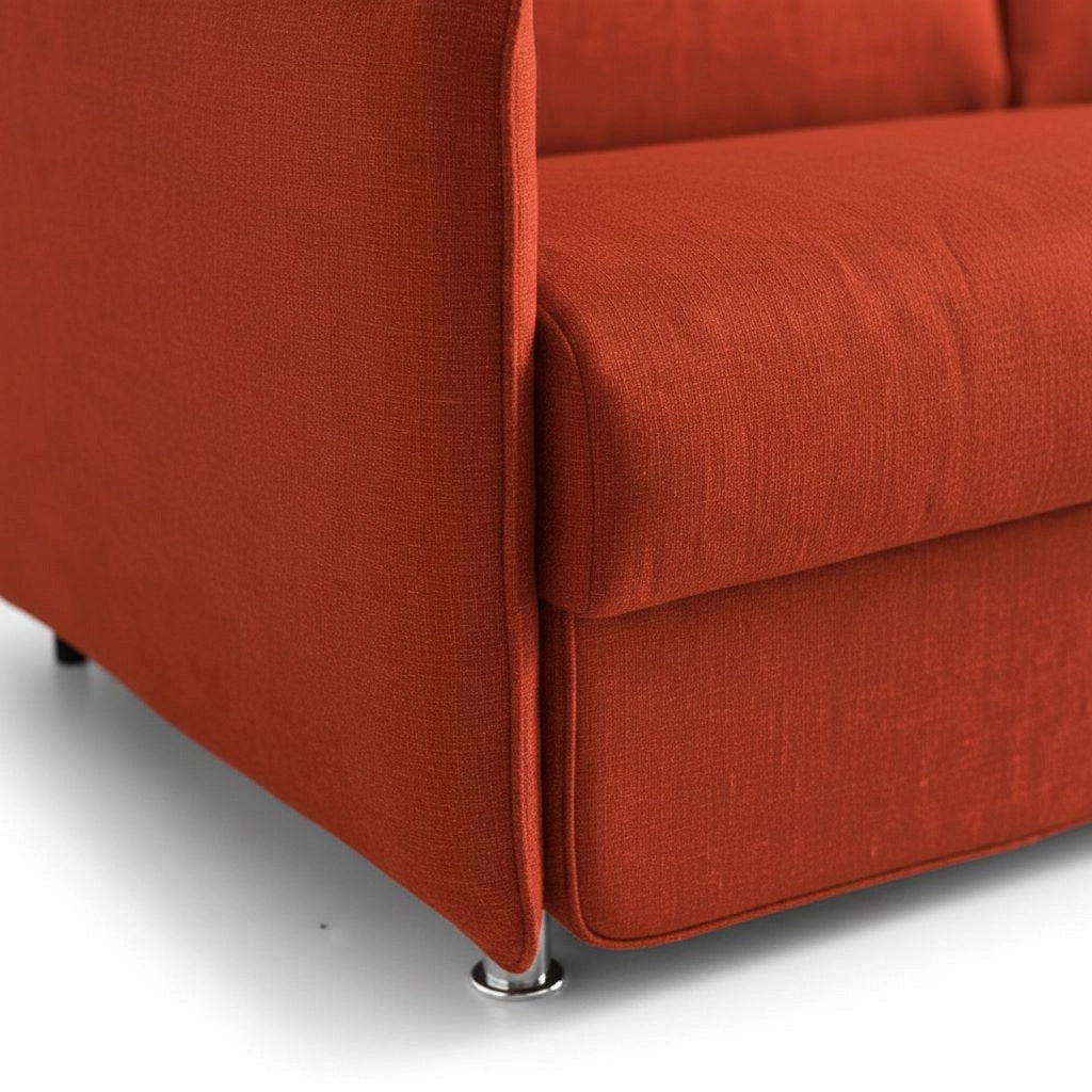 Monleale, Divano Fisso 2 Posti Sfoderabile Made in Italy, 160x95x90h cm Arancione