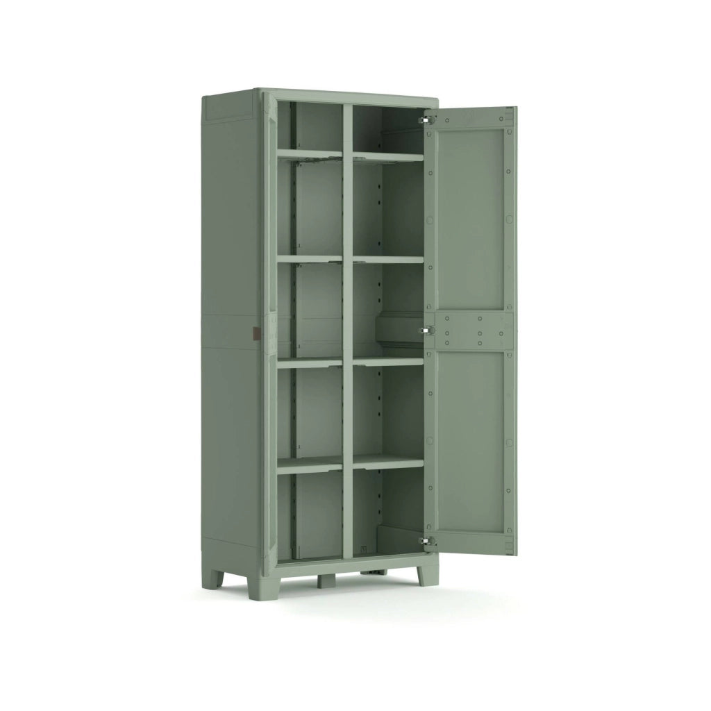 Armadio da esterno Quesnel, Mobile outdoor, Mobiletto giardino multiuso, Made in Italy, 80x44 h182 cm, Grigio e Verde