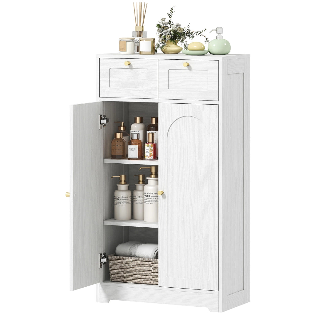 Mobile da bagno armadietto con 2 cassetti ante e ripiani regolabili ¨C Zephmum ¨C Bianco 60x30x108 cm