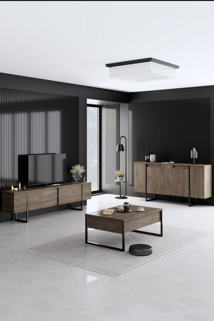 Credenza di lusso in legno - 160 x 35 x 80 cm - Noce nero