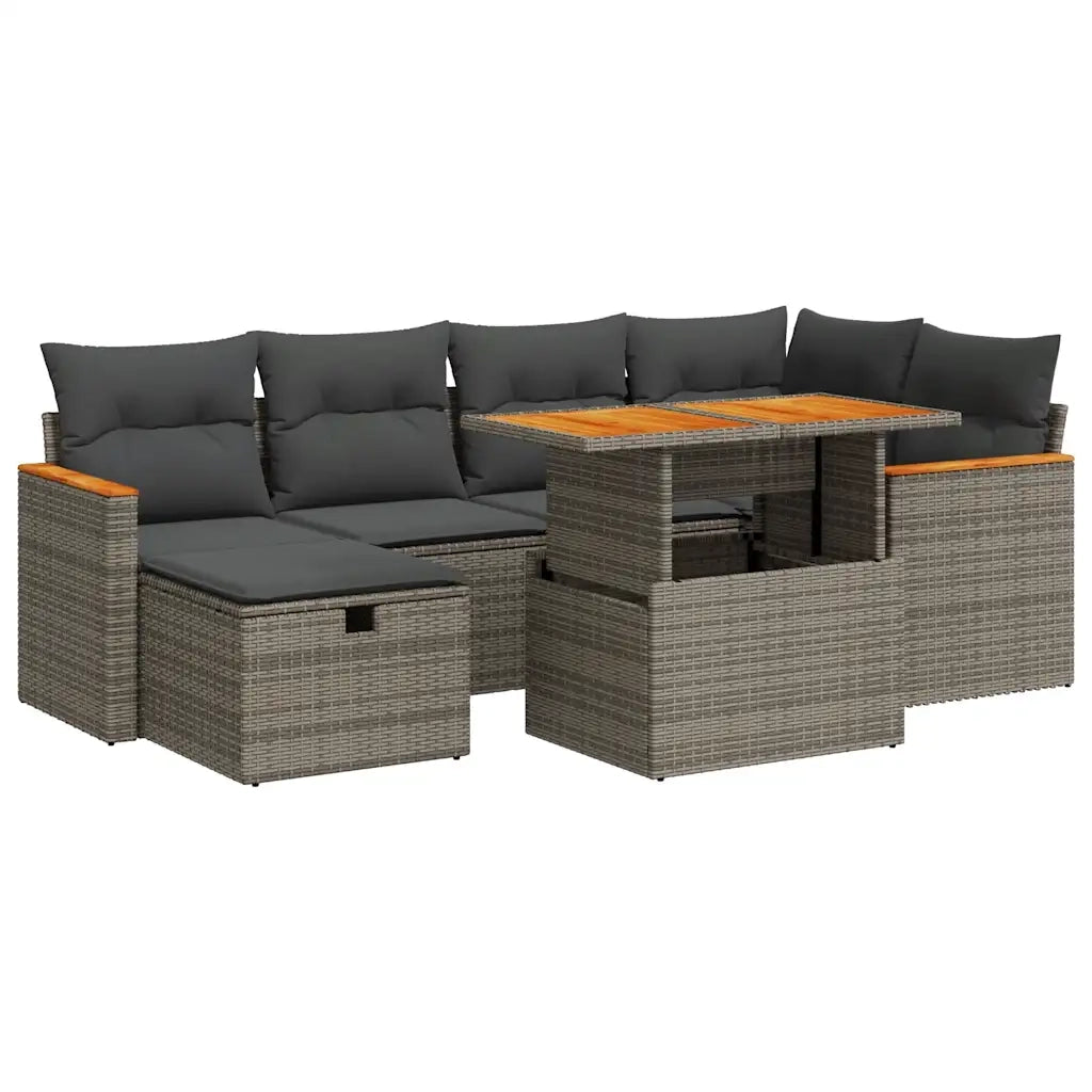 Set Divano da Giardino 8 pz con Cuscini Grigio in Polyrattan